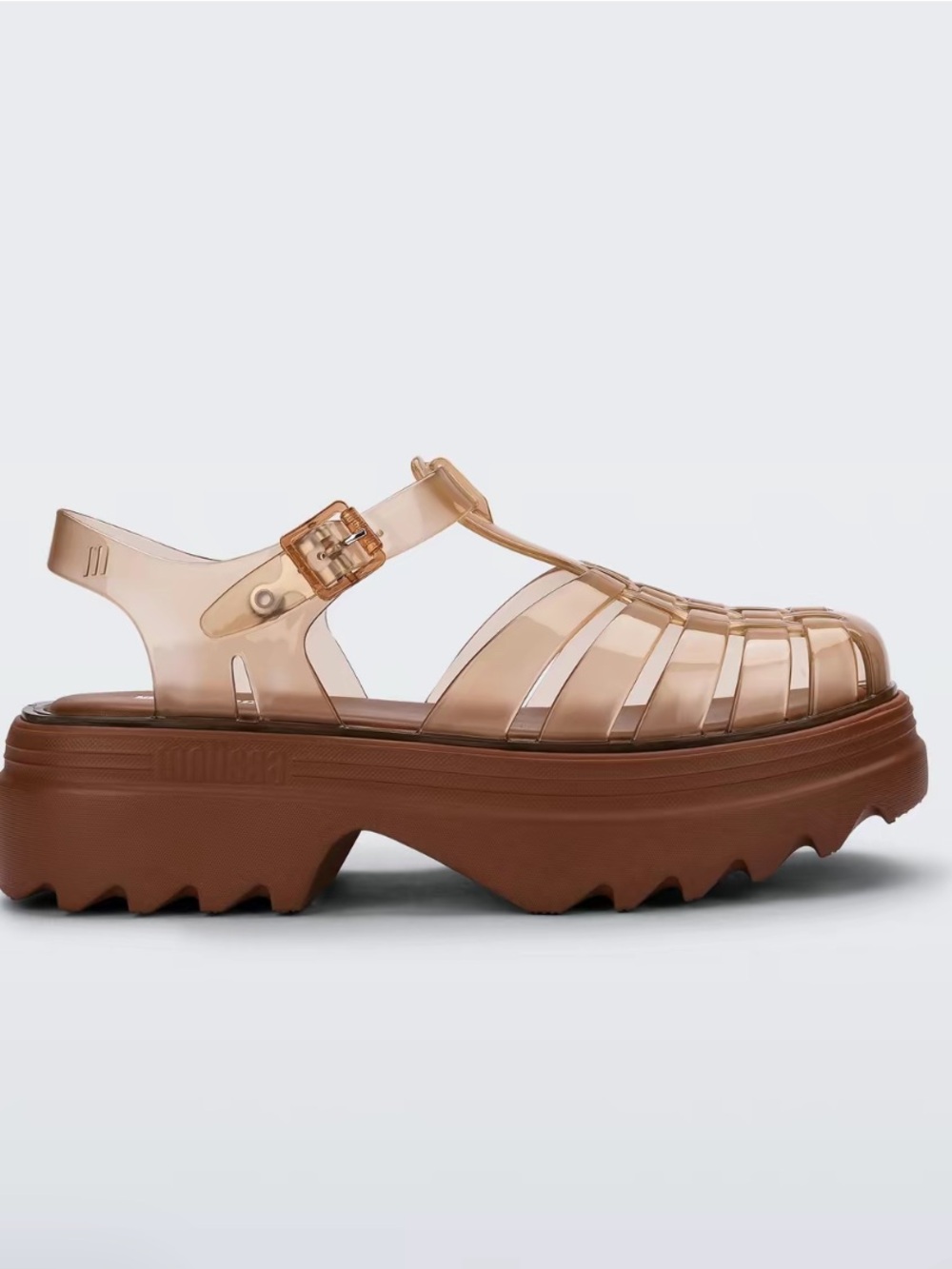 Melissa Platform Jelly Fisherman Sandal in Beige and Brown